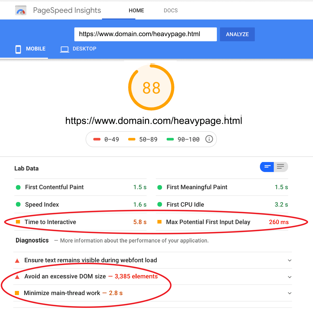 Page Speed Insights Results