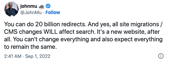 You can do 20 billion redirects. And yes, all site migrations / CMS changes WILL affect search. It's a new website, after all. You can't change everything and also expect everything to remain the same.