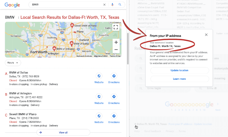 Local Results for Dallas BMW Search