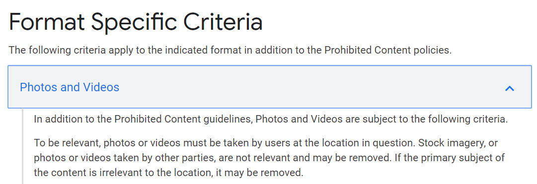 Google guidelines for photo removal