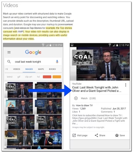 videos now included in Google image search